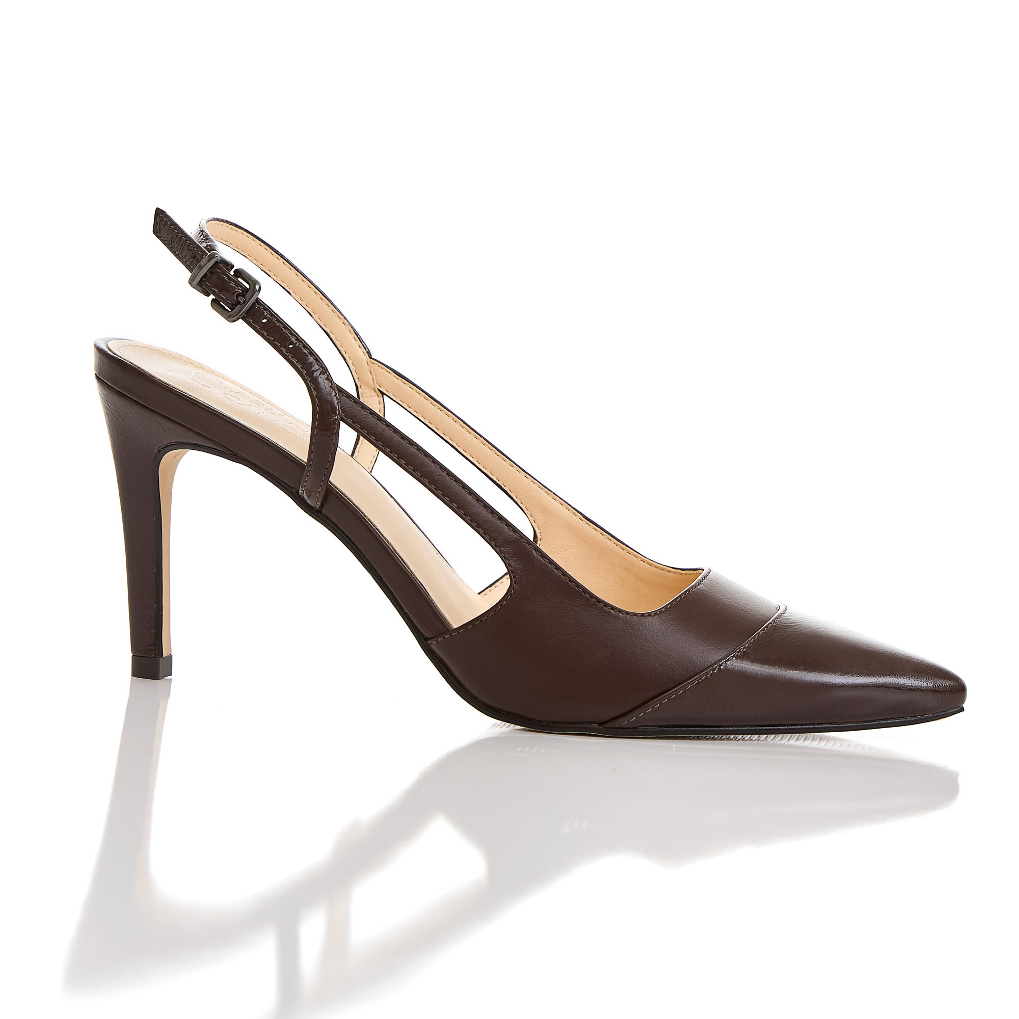 SCARPIN COURO BICOLOR GABRIELLE - CAFÉ