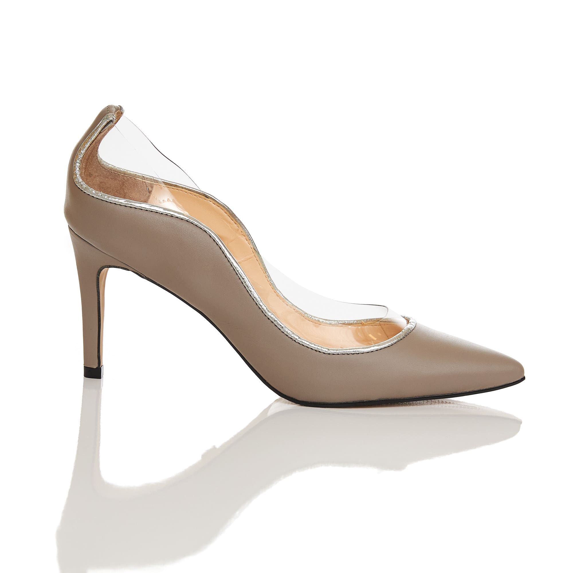 SCARPIN COURO VINIL MAYA - CINZA