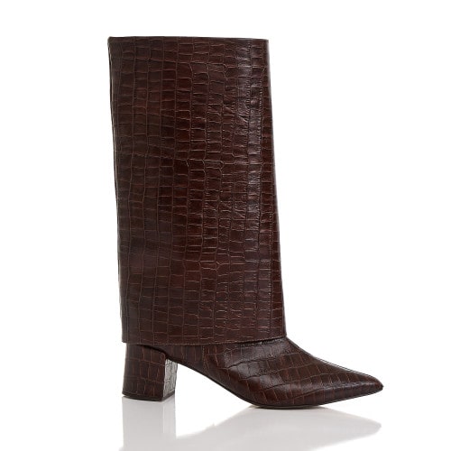 BOTA COURO CROCO CELINA - MARROM