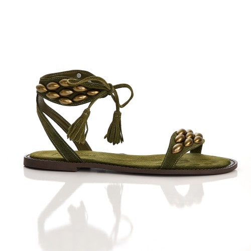 RASTEIRA COURO NOBUCK MAREN - OLIVA